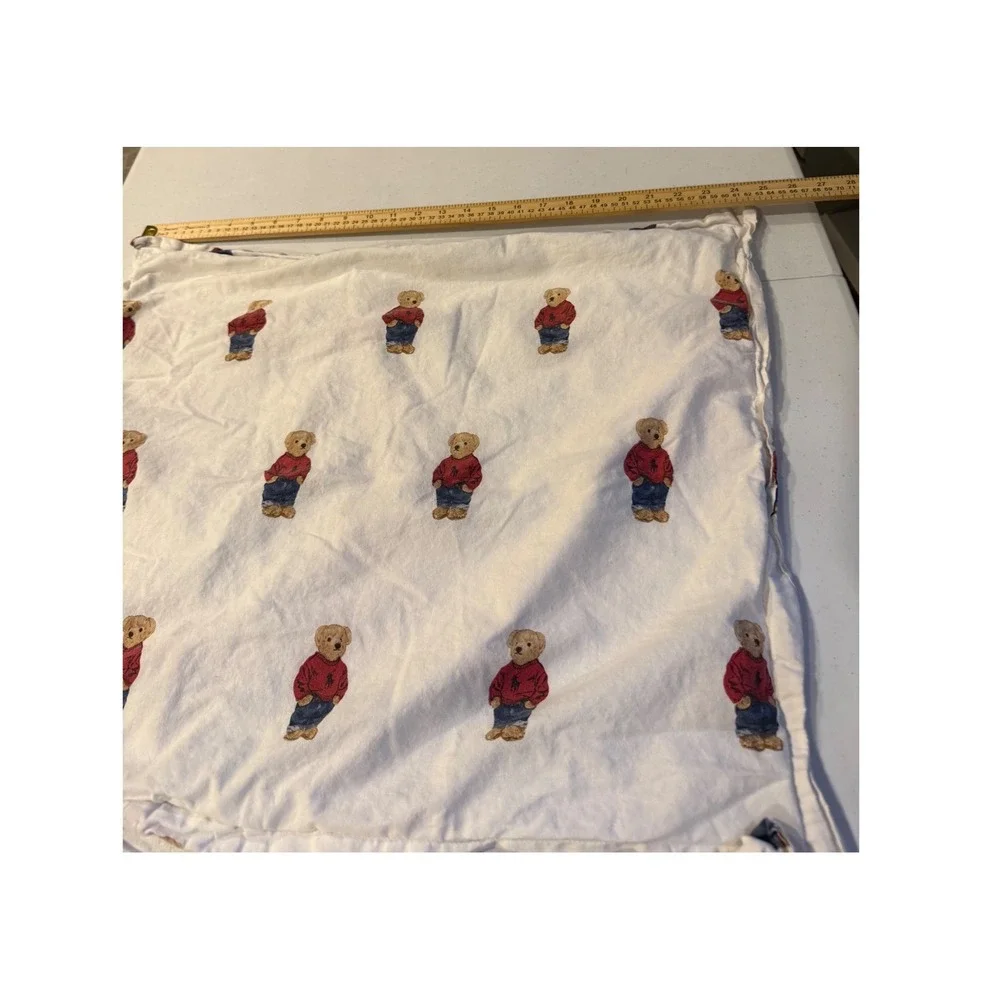 Polo Ralph Lauren Home Polo Bear Cotton 2 Pillowcases White Red Sweater Standard